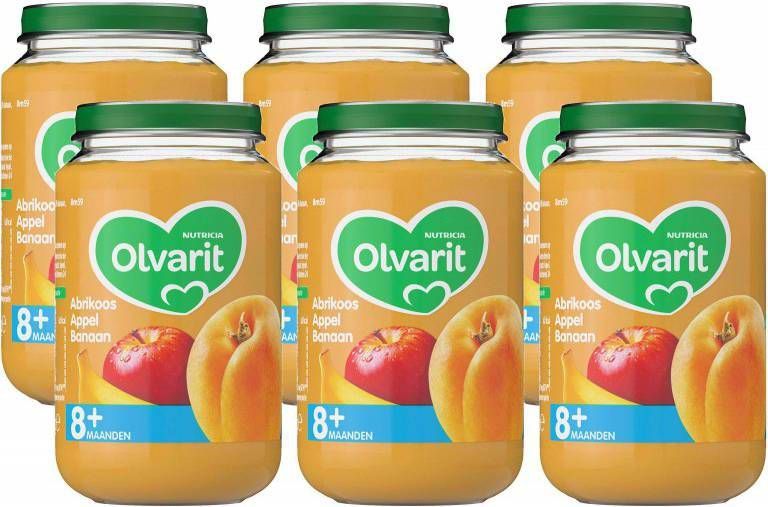 Olvarit babyvoeding abrikoos appel banaan 8+ mnd (6 x 200 gram) -  Babykidsplaza.nl